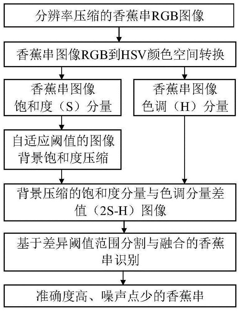 基于背景饱和度压缩与差异阈值分割融合的香蕉串识别方法